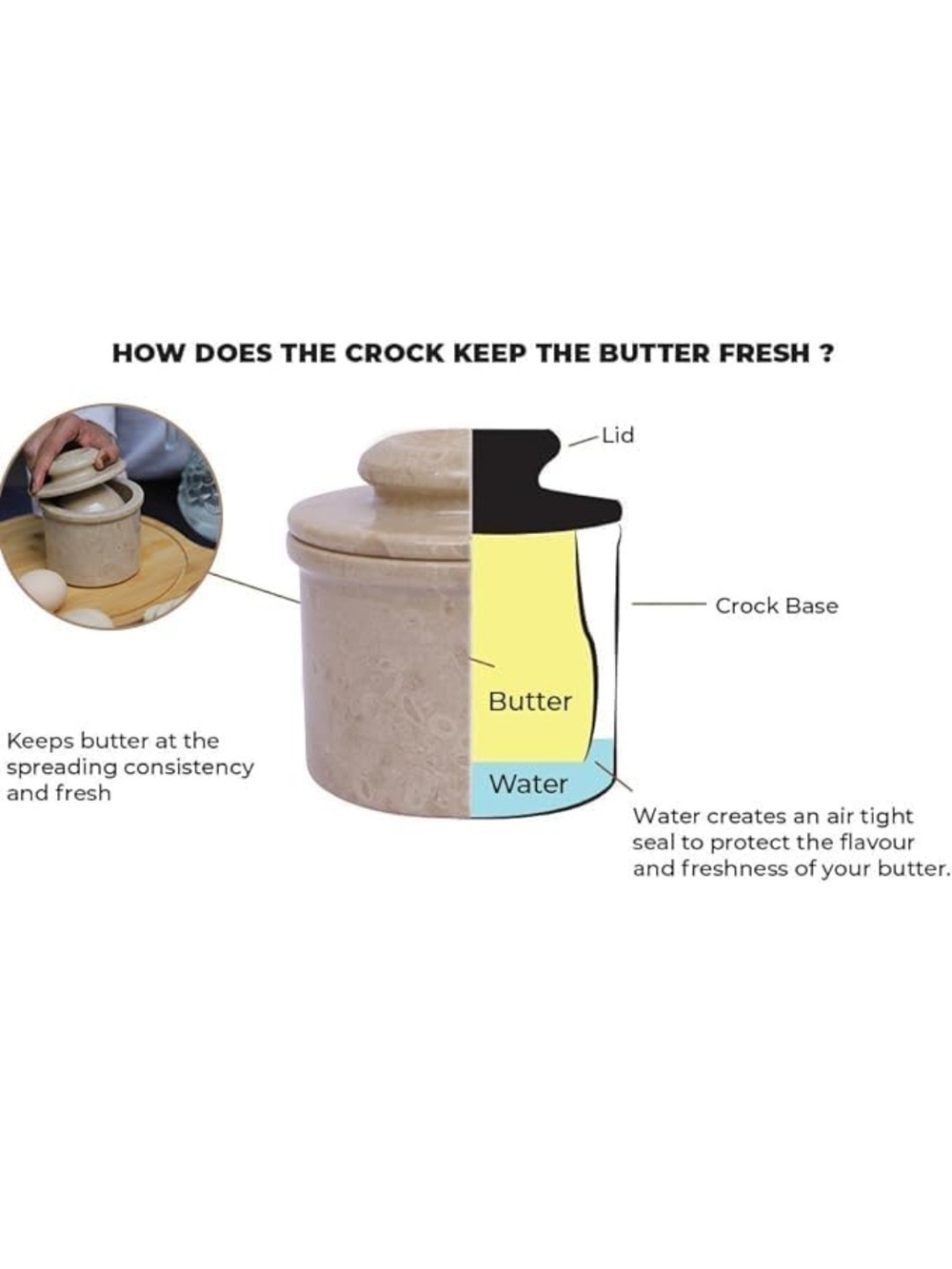 Butter Bell-Minimum Beige Marble Jar and Mortar Set - Picture 13 of 14